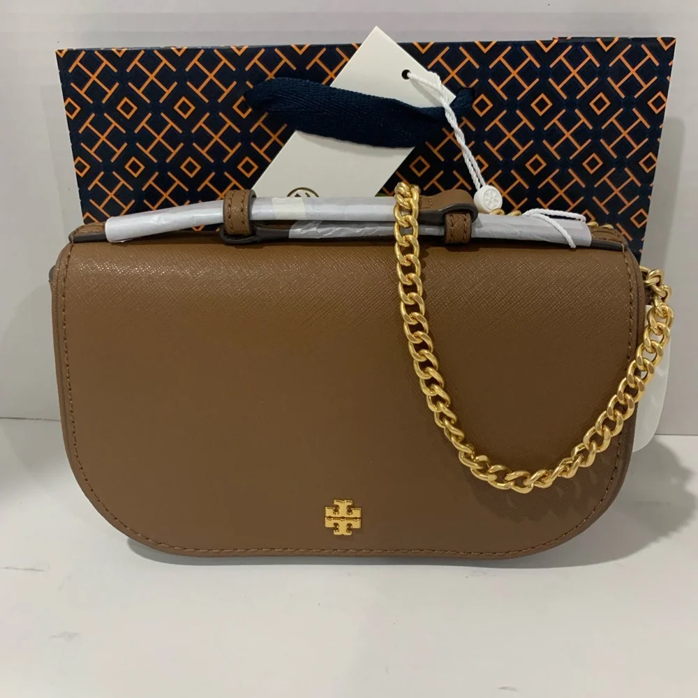 NWT TORY BURCH EMERSON Top Handle Leather Crossbody bag with Chain Strap - Picture 2 of 9